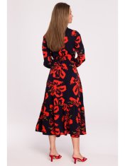 Style Stylove Ženska midi obleka Annafleur S307 črno-rdeča XL