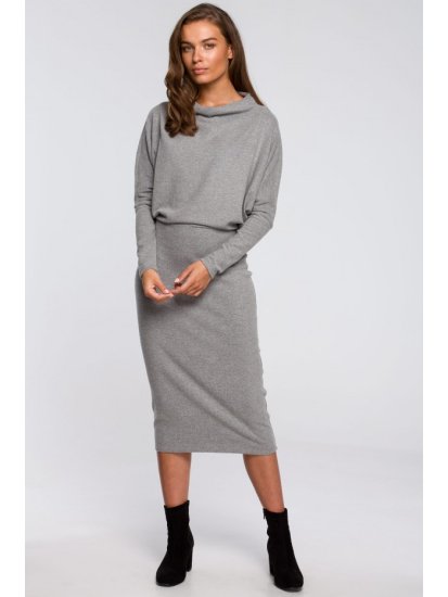 Style Stylove Ženska midi obleka Essynte S245 siva