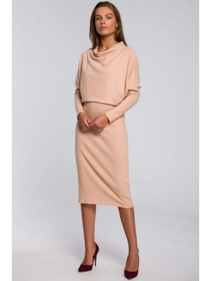 Style Stylove Ženska midi obleka Essynte S245 bež