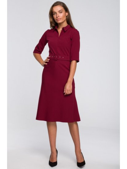 Style Stylove Ženska midi obleka Dechtegau S231 bordo