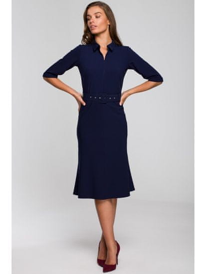 Style Stylove Ženska midi obleka Dechtegau S231 tmavo modrá