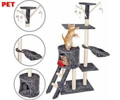 PET Toys mačje drevo in praskalnik za mačke, 140x50x35 cm, 3 nivoji