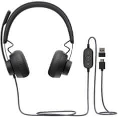 Logitech Zone Wired UC slušalke z mikrofonom, USB, črne (981-000875)