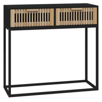 Vidaxl Konzolna mizica črna 80x30x75 cm inženirski les in železo