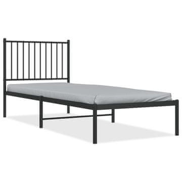 Vidaxl Kovinski posteljni okvir z vzglavjem črn 80x200 cm