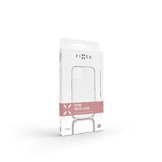 FIXED Neck zaščitni ovitek z roza vrvico za Apple iPhone 13, prozoren (FIXPUN-1040-PI)