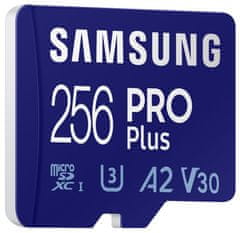 Samsung 256 GB PRO Plus micro SDXC pomnilniška kartica (b/w do 160/120 MB/s) + adapter USB
