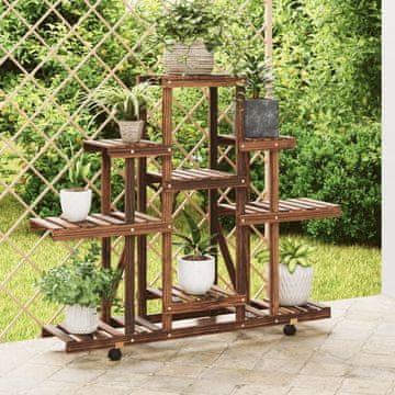 Vidaxl vidaXL Stojalo za rastline na kolesih 110x25x101 cm masivni jelkov les