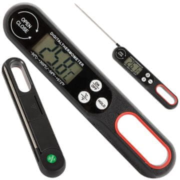 Verkgroup Zložljiv LCD kuhinjski termometer za meso in tekočine do 300°C