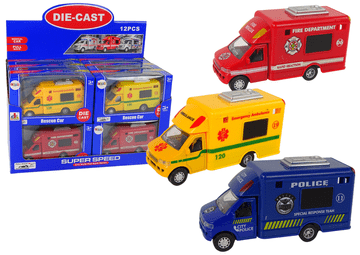 slomart LEAN TOYS Reševalna vozila (policija, gasilci, rešilec) s pogonom na trenje
