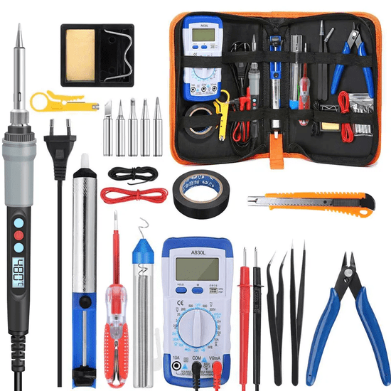 BergMont Komplet spajkalniki precizni Led 60W Multimeter 15 konic 33 elementov, temperature od 180 °C do 480 °C,