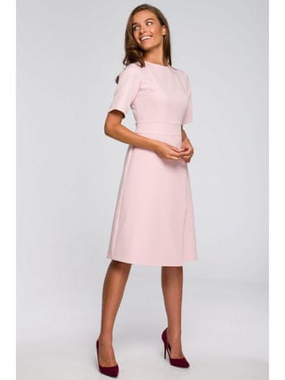 Style Stylove Ženska midi obleka Lyonete S240 pudrasto roza