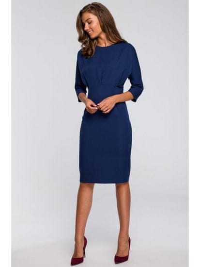 Style Stylove Ženska midi obleka Estrineve S242 mornarsko modra