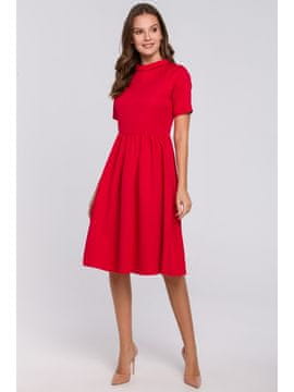 makover Ženska midi obleka Molla K028 rdeča