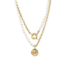 JwL Luxury Pearls Elegantna pozlačena ogrlica s pravimi rečnimi biseri JL0798