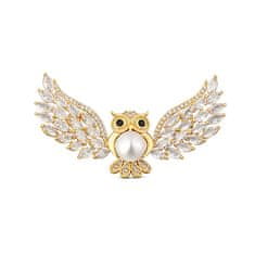 JwL Luxury Pearls Luksuzna pozlačena broška z biseri in kristali Wise Owl JL0813