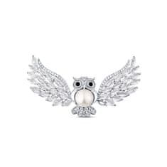 JwL Luxury Pearls Luksuzna broška z biseri in kristali Wise Owl JL0814