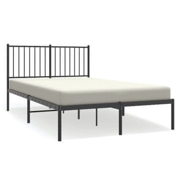 Vidaxl Kovinski posteljni okvir z vzglavjem črn 140x190 cm