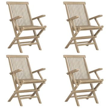Vidaxl Zložljivi vrtni stoli 4 kosi sivi 56x61x89 cm trdna tikovina