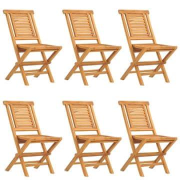 Vidaxl Zložljivi vrtni stoli 6 kosi 47x63x90 cm trdna tikovina