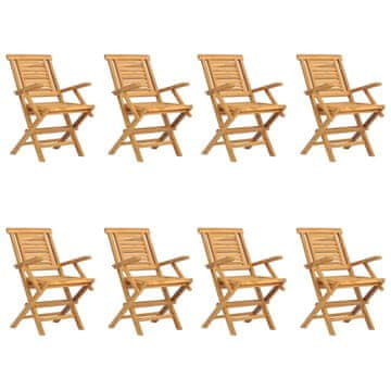 Vidaxl Zložljivi vrtni stoli 8 kosa 56x63x90 cm trdna tikovina