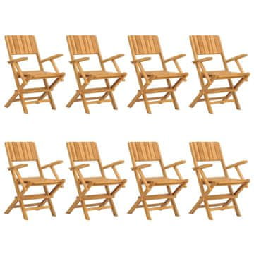 Vidaxl Zložljivi vrtni stoli 8 kosi 55x61x90 cm trdna tikovina