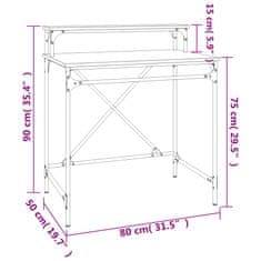 Greatstore Pisalna miza sonoma hrast 80x50x90 cm inženirski les in železo