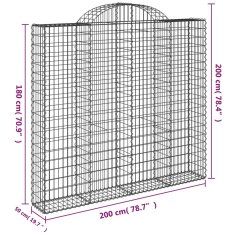 Vidaxl Obokane gabion košare 7 kosov 200x50x180/200cm pocinkano železo