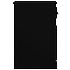 Vidaxl Stranska omarica s predalom črna 40x50x75 cm inženirski les