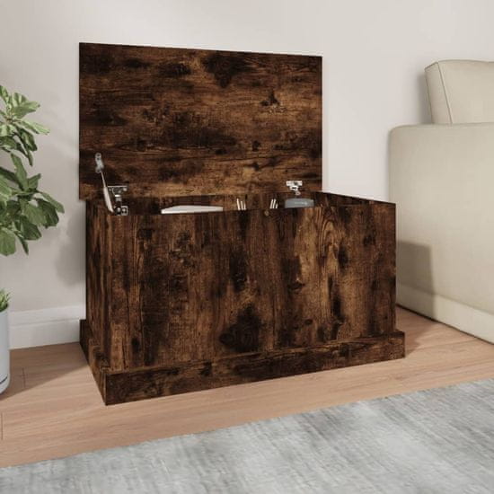 Vidaxl Škatla za shranjevanje dimljen hrast 70x40x38 cm inženirski les