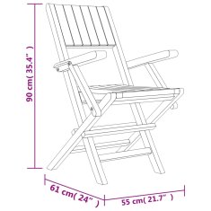 Vidaxl Zložljivi vrtni stoli 4 kosi 55x61x90 cm trdna tikovina