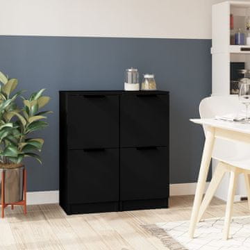 Vidaxl vidaXL Omarice, 2 kosa, črne, 30x30x70 cm, material na osnovi lesa