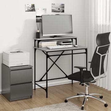 Vidaxl vidaXL Pisalna miza, siva, hrast sonoma, 80x50x90 cm