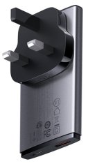 BASEUS Baseus GAN5 Pro Ultra-tanek adapter za hitro polnjenje USB-C, USB-A 65W siv (CCGP150113)