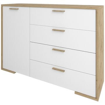 nabbi Komoda Finni CH-1D/4DR - hrast wotan / bela