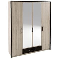nabbi Štirivratna omara Seina W-4D z ogledalom - hrast sonoma / wenge magic