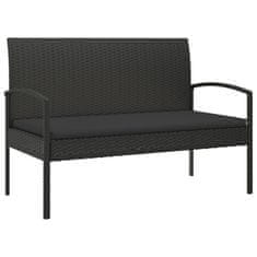 Vidaxl Vrtna klop z blazino črna 105 cm poli ratan
