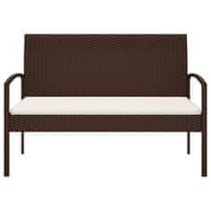 Vidaxl Vrtna klop z blazino rjava 105 cm poli ratan