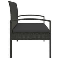 Vidaxl Vrtna klop z blazino črna 105 cm poli ratan