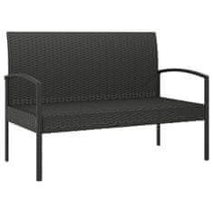 Vidaxl Vrtna klop z blazino črna 105 cm poli ratan