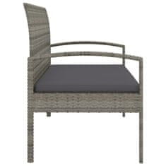 Vidaxl Vrtna klop z blazino siva 105 cm poli ratan
