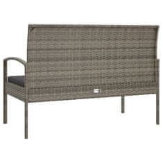 Vidaxl Vrtna klop z blazino siva 105 cm poli ratan