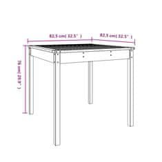 Greatstore Vrtna miza 82,5x82,5x76 cm trdna borovina