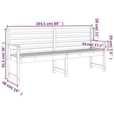 Vidaxl Vrtna klop siva 203,5x48x91,5 cm trdna borovina