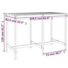 Greatstore Vrtna miza 159,5x82,5x110 cm trdna borovina