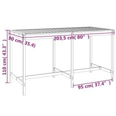 Greatstore Vrtna miza medeno rjava 203,5x90x110 cm trdna borovina