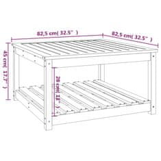 Vidaxl Vrtna miza črna 82,5x82,5x45 cm trdna borovina