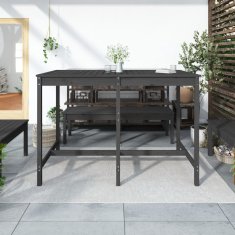 Vidaxl Vrtna miza siva 159,5x82,5x110 cm trdna borovina