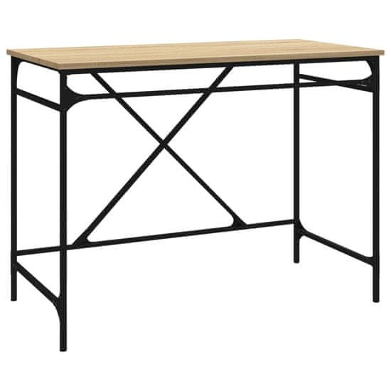 Vidaxl Pisalna miza sonoma hrast 100x50x75 cm inženirski les in železo