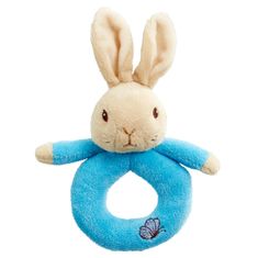 Mavrična ropotuljica Ring Rabbit Peter & Flopsy 1 kos modra